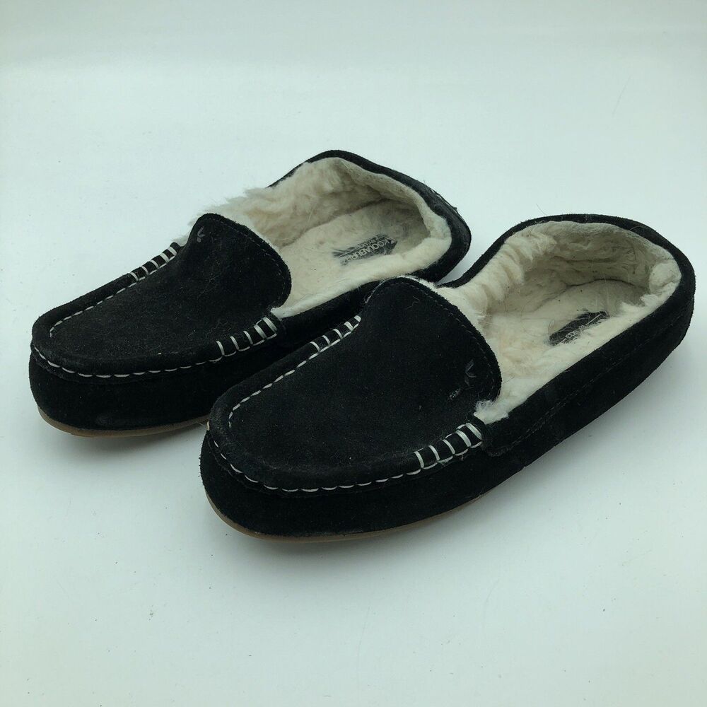 Koolaburra by UGG Lezly Black Suede Faux Fur Moccasin Slippers 1020389 Size 7